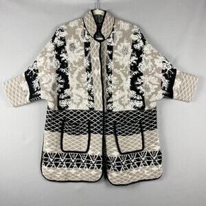 Nic Zoe jacquard Knit Cardigan Sweater Womens Petite Small PS Oversized Soft